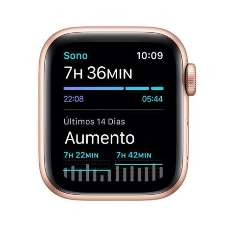Apple Watch SE (GPS + Cellular) 44mm caixa dourada alumínio pulseira esportiva areia-rosa - Imagem 5