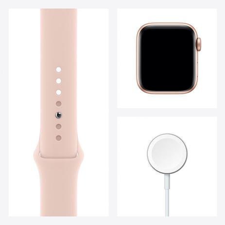 Apple Watch SE (GPS + Cellular) 44mm caixa dourada alumínio pulseira esportiva areia-rosa - Imagem 8