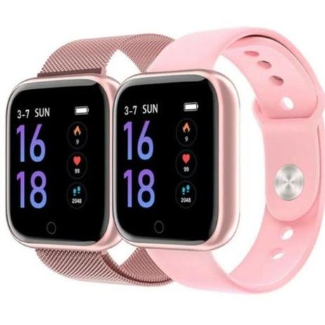 Relógio Smart Watch Esportivo T80s Bluetooth Android Ios Feminino Rosa 2 Pulseira Bracelete Original Nfe - Sport Bracelet - Imagem 3