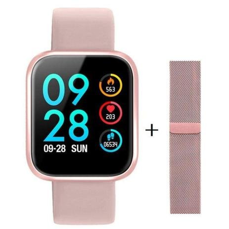 Relógio Smart Watch P70 Rosa Com Duas Pulseiras- Esporte e Saúde - FIT