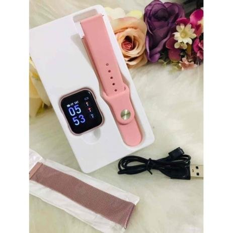 Relógio Smart Watch P80 Rosa C/ Duas Pulseiras Batimento Cardíaco - Sport Bracelet - Imagem 2
