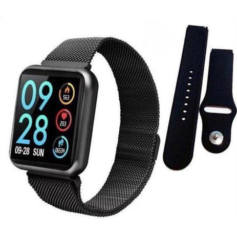 Relógio Smart Watch P80 C/ Duas Pulseiras Batimento Cardíaco DA FIT Preto - FkvHelogios - Imagem 2