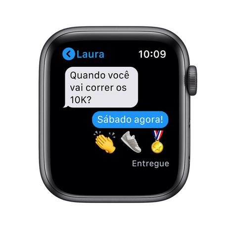 Apple Watch SE (GPS) 40mm caixa cinza-espacial alumínio pulseira esportiva preta - Imagem 6