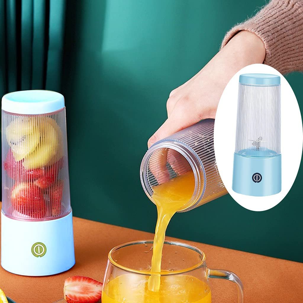 MERIGLARE Mini liquidificador elétrico Fruit Blender doméstico pessoal USB baterias recarregáveis USB Blender - Azul - Imagem 4