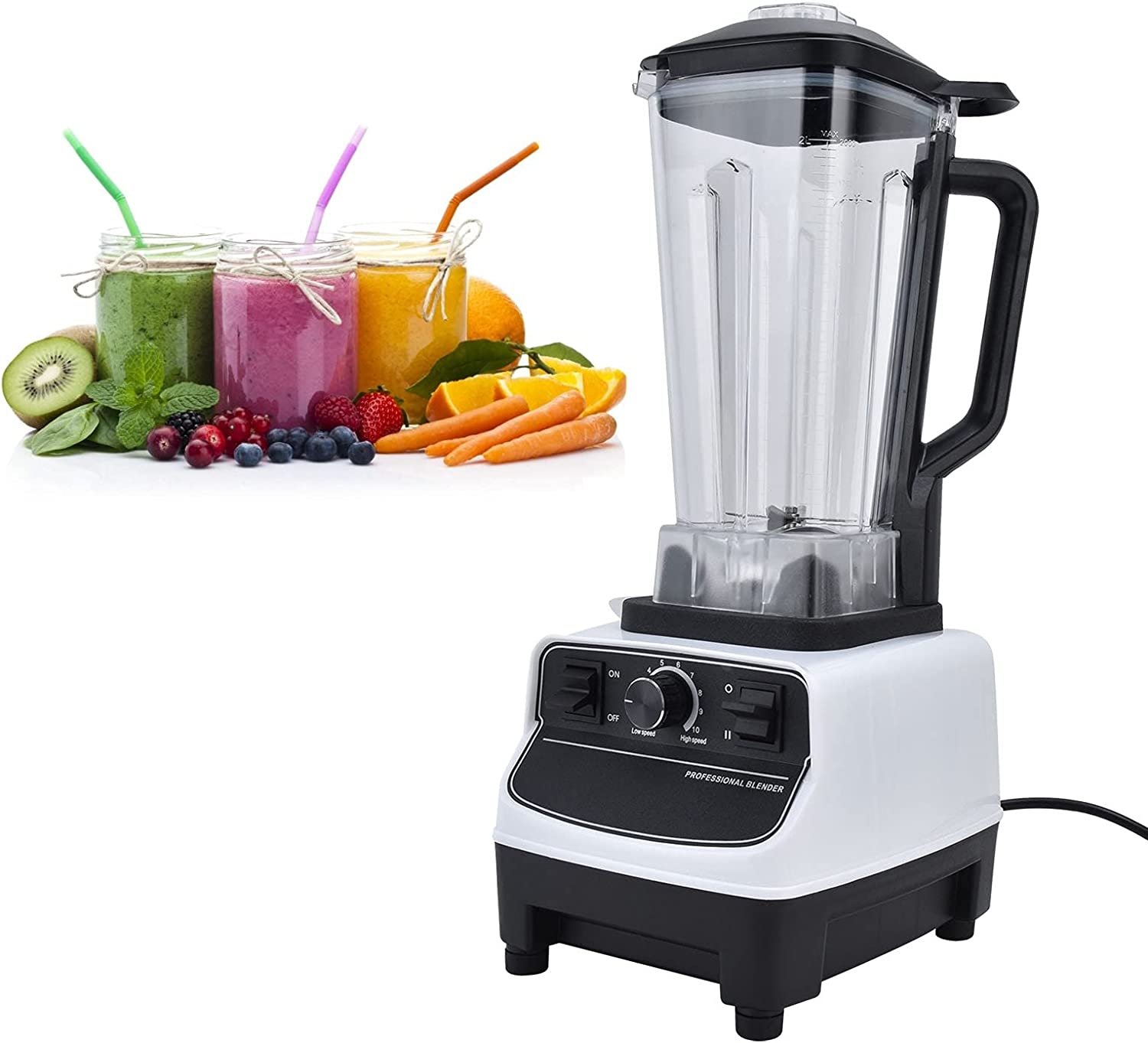 Liquidificador profissional,2L triturador de gelo de alto desempenho Liquidificador de bancada compacto com máximo de 1800 watts,controle de 10 velocidades e 8 lâminas de aço inoxidável(EU) - Imagem 8