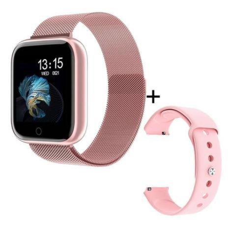 Relógio Smart Watch P80 Rosa C/ Duas Pulseiras Batimento Cardíaco - Sport Bracelet - Imagem 8