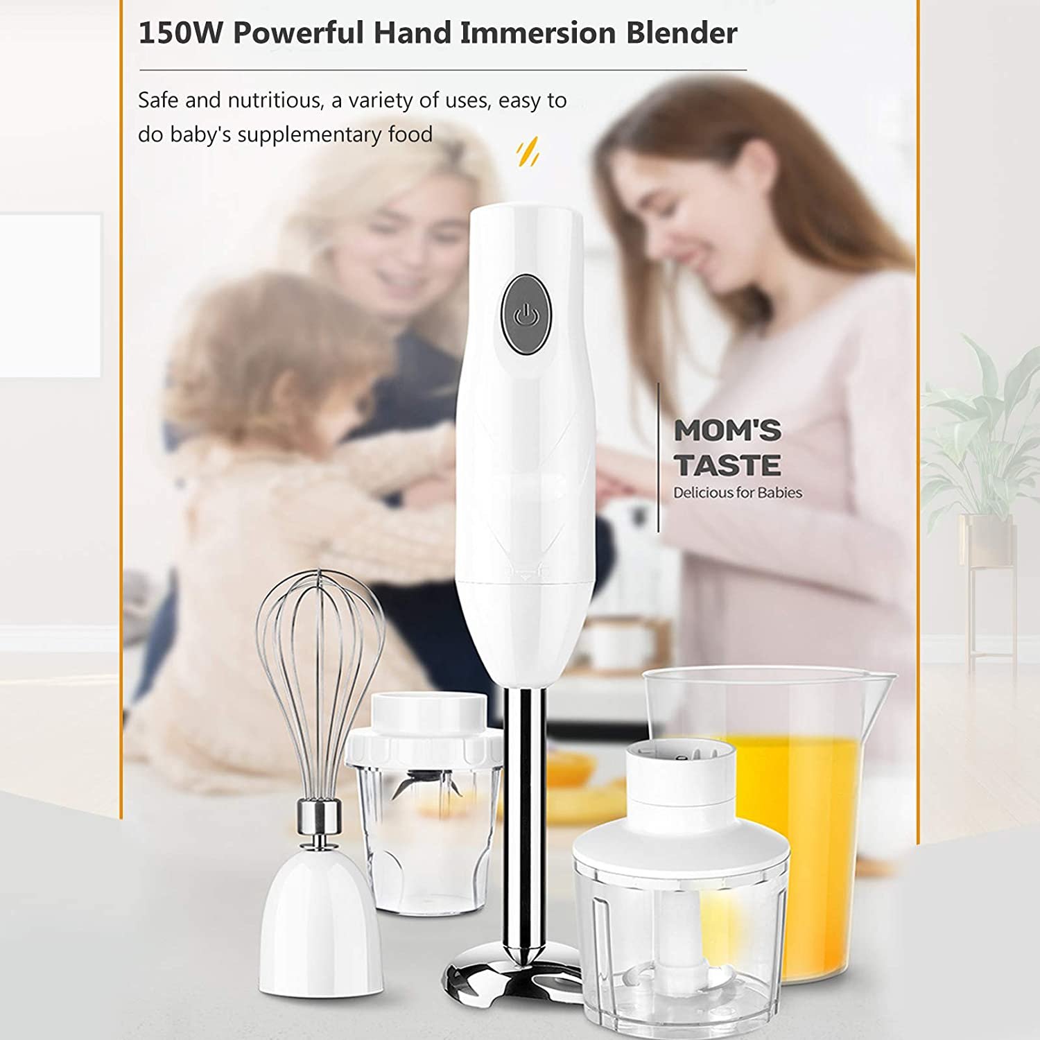 Daseey Misturador de imersão de mão 150W de aço inoxidáveLVarinha de varinha de 600mLCopo misturador de alimentos Chopper Liquidificador Processador de alimentos Batedor de leite Acessórios para alim - Imagem 4