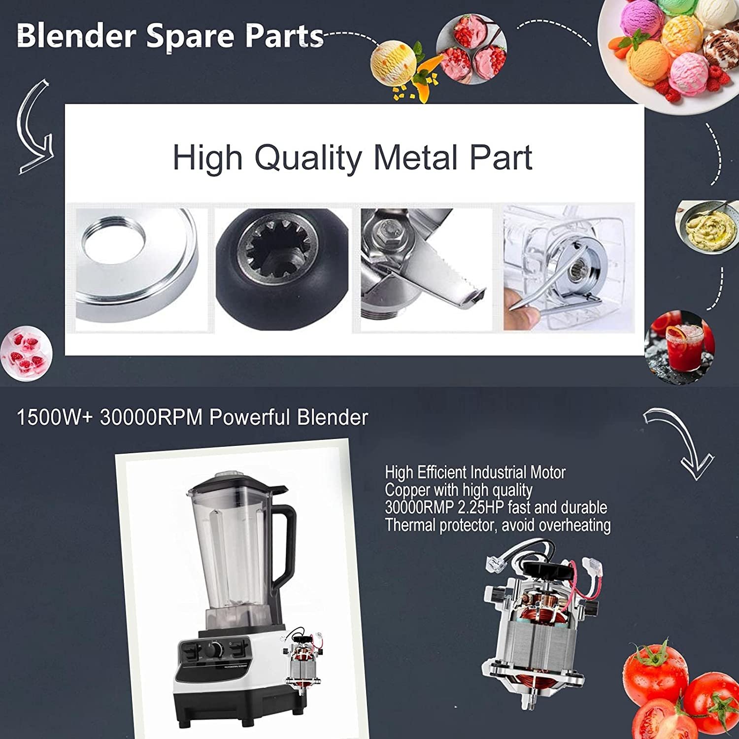 Liquidificador profissional,2L triturador de gelo de alto desempenho Liquidificador de bancada compacto com máximo de 1800 watts,controle de 10 velocidades e 8 lâminas de aço inoxidável(EU) - Imagem 3