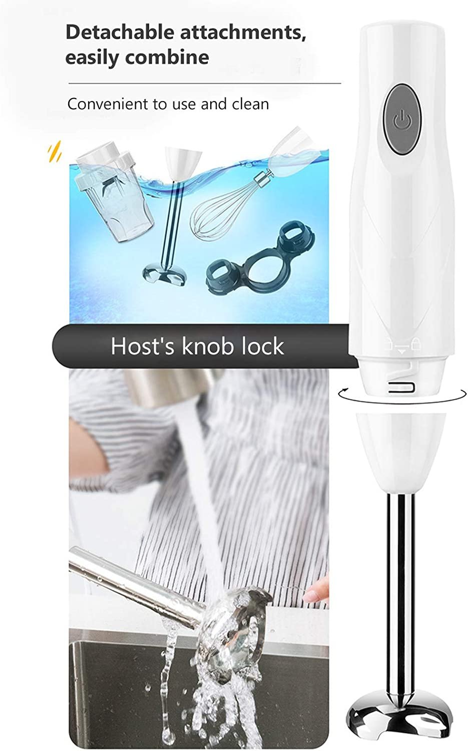 Daseey Misturador de imersão de mão 150W de aço inoxidáveLVarinha de varinha de 600mLCopo misturador de alimentos Chopper Liquidificador Processador de alimentos Batedor de leite Acessórios para alim - Imagem 9