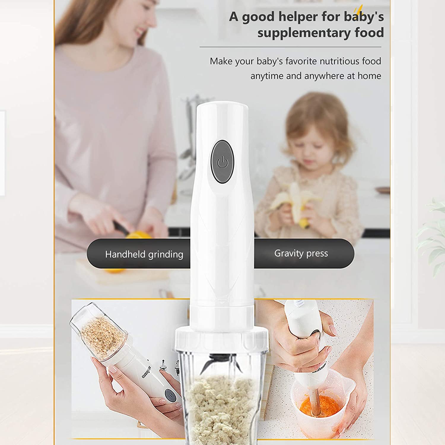 Daseey Misturador de imersão de mão 150W de aço inoxidáveLVarinha de varinha de 600mLCopo misturador de alimentos Chopper Liquidificador Processador de alimentos Batedor de leite Acessórios para alim - Imagem 5