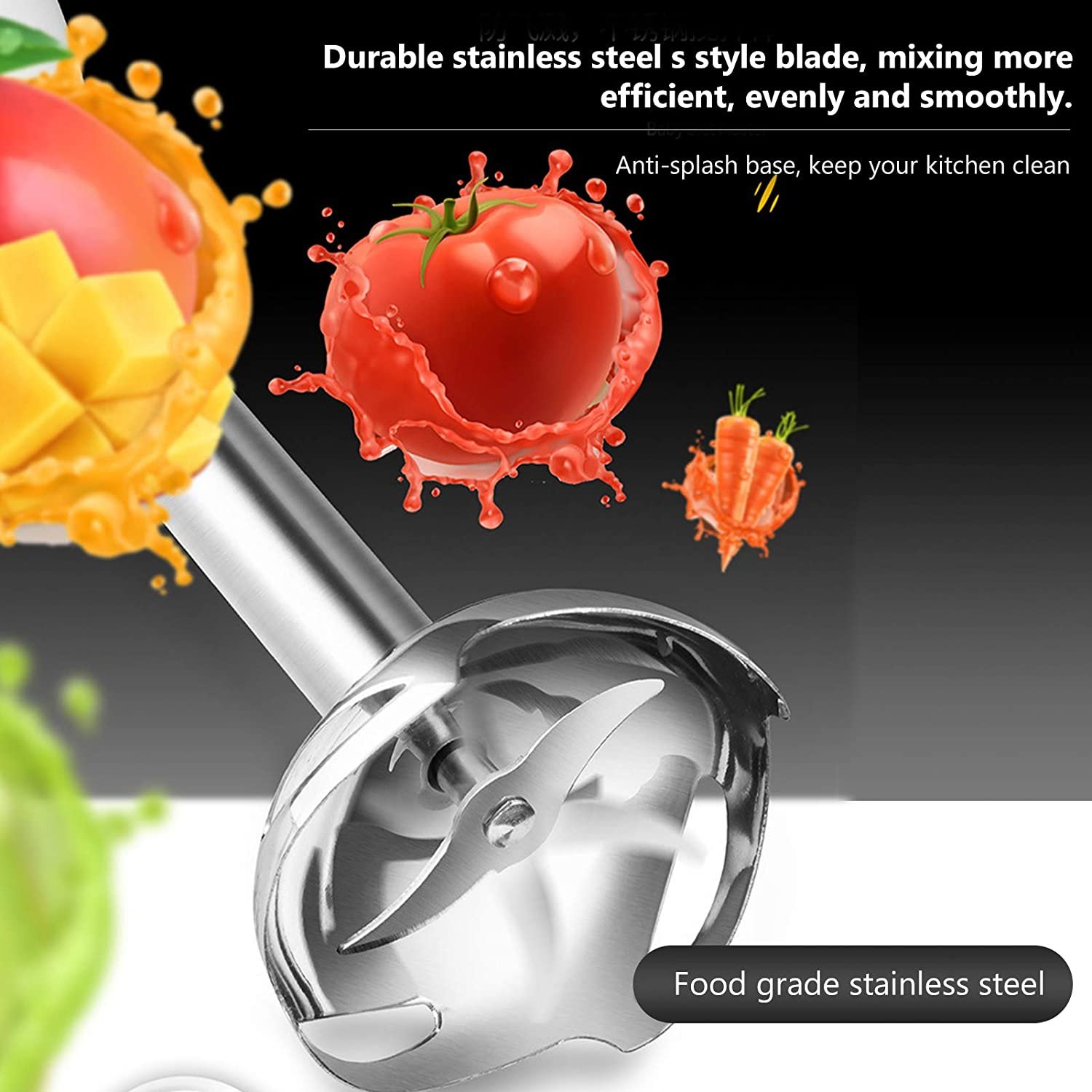 Daseey Misturador de imersão de mão 150W de aço inoxidáveLVarinha de varinha de 600mLCopo misturador de alimentos Chopper Liquidificador Processador de alimentos Batedor de leite Acessórios para alim - Imagem 7