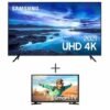 Samsung Smart TV UHD 4K 70" com Controle Unico, Alexa e Wi-Fi - 70AU7700 + Samsung Smart TV Tizen HD T4300 32" 2020, HDR