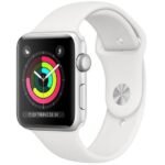 Apple Watch Series 3, 42 mm, Alumínio Prata, Pulseira Esportiva Branca e Fecho Clássico - MTF22BZ/A.