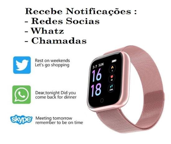 Relógio Smart Watch Esportivo T80s Bluetooth Android Ios Feminino Rosa 2 Pulseira Bracelete Original Nfe - Sport Bracelet - Imagem 6