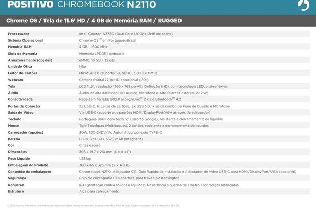 Notebook Positivo Chromebook Tela 11.6 Hd 16gb 4gb Ram C216b - Imagem 5