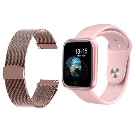 Relógio Smart Watch Esportivo T80s Bluetooth Android Ios Feminino Rosa 2 Pulseira Bracelete Original Nfe - Sport Bracelet