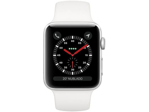 Apple Watch Series 3 (GPS + Cellular) 42mm - Caixa Prateada Alumínio Pulseira Esportiva Branca - Imagem 2
