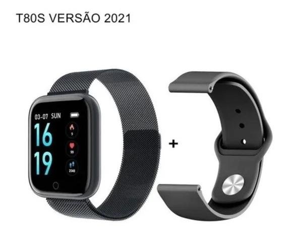 Relógio Smart Watch Batimento Cardíaco Duas Pulseiras T80 - Sport Bracelete - Imagem 2