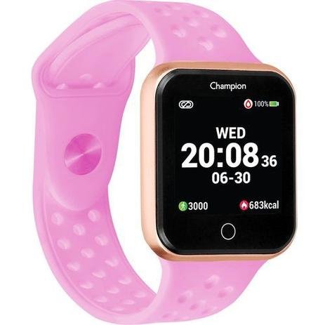 Relógio smart watch champion bluetooth ch50006r pulseira rosa - Imagem 2
