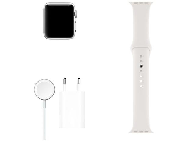 Apple Watch Series 3 (GPS + Cellular) 42mm - Caixa Prateada Alumínio Pulseira Esportiva Branca - Imagem 6
