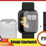 Smart Watch Relógio Inteligente Sports Fitness Tracker P70 com Pelicula Protetora mais Fone i11