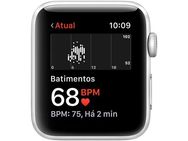 Apple Watch Series 3 (GPS + Cellular) 42mm - Caixa Prateada Alumínio Pulseira Esportiva Branca - Imagem 5