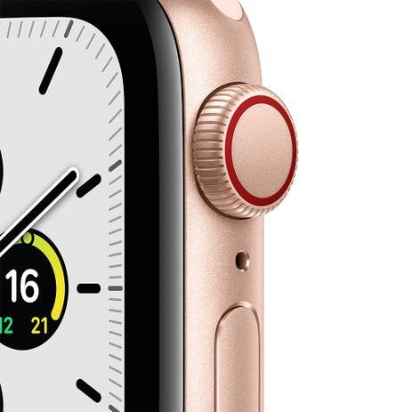 Apple Watch SE (GPS + Cellular) 44mm caixa dourada alumínio pulseira esportiva areia-rosa - Imagem 2