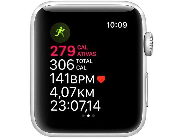 Apple Watch Series 3 (GPS + Cellular) 42mm - Caixa Prateada Alumínio Pulseira Esportiva Branca - Imagem 4