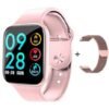 Relógio Smart Watch P80 C/ Duas Pulseiras Batimento Cardíaco - Rosa