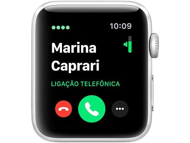 Apple Watch Series 3 (GPS + Cellular) 42mm - Caixa Prateada Alumínio Pulseira Esportiva Branca - Imagem 3