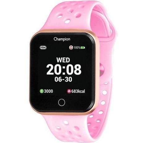 Relógio smart watch champion bluetooth ch50006r pulseira rosa